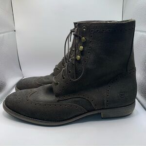 andrew marc wingtip shoes men boots grey suede leather mid calf size 12 lace